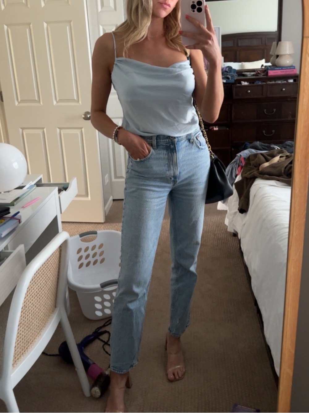 Aritzia Satin Cowl Neck Tank Top